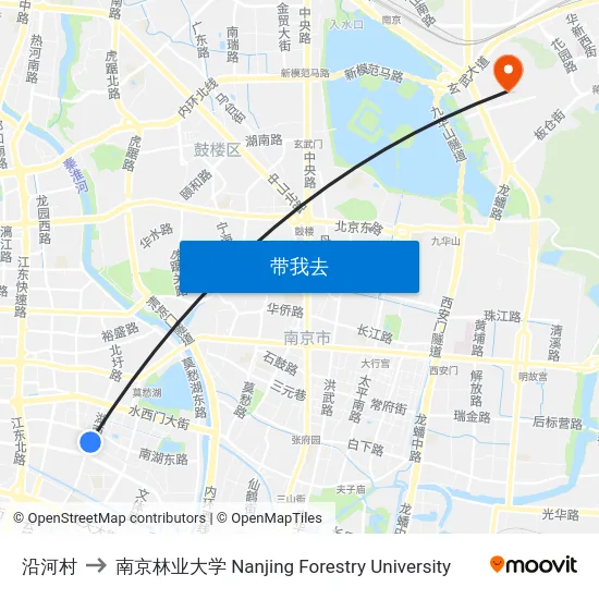 沿河村 to 南京林业大学 Nanjing Forestry University map