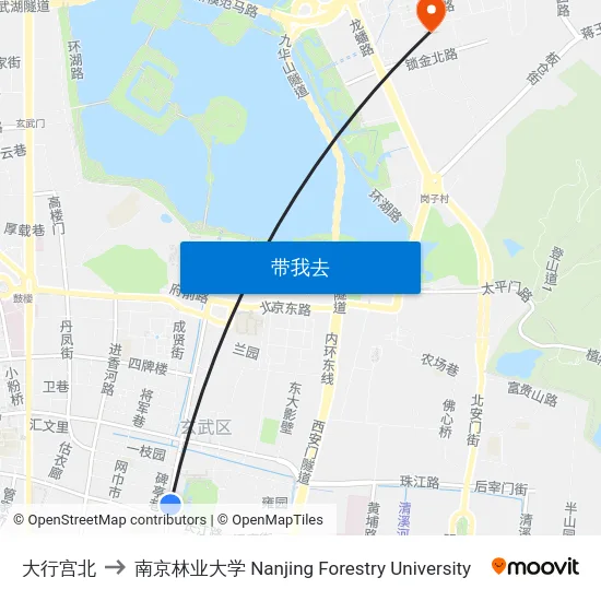 大行宫北 to 南京林业大学 Nanjing Forestry University map