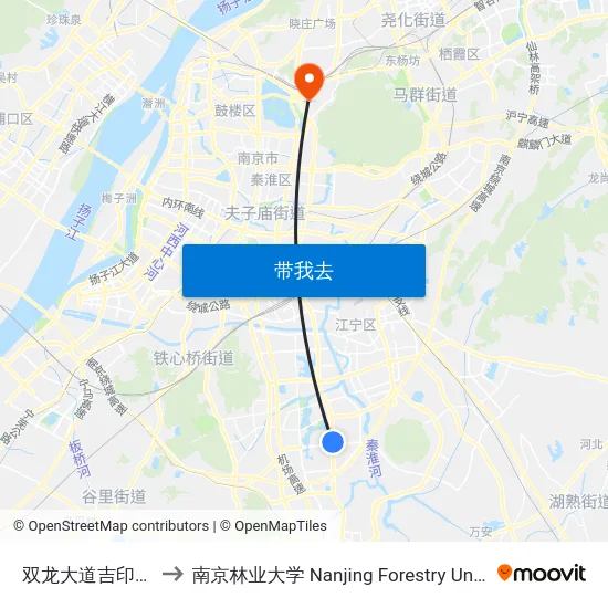双龙大道吉印大道 to 南京林业大学 Nanjing Forestry University map