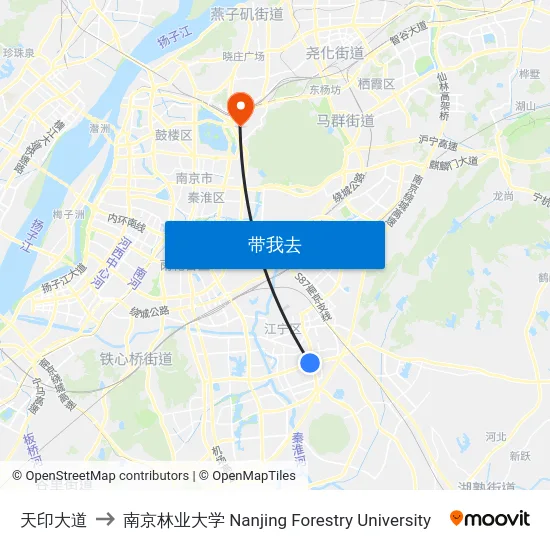 天印大道 to 南京林业大学 Nanjing Forestry University map