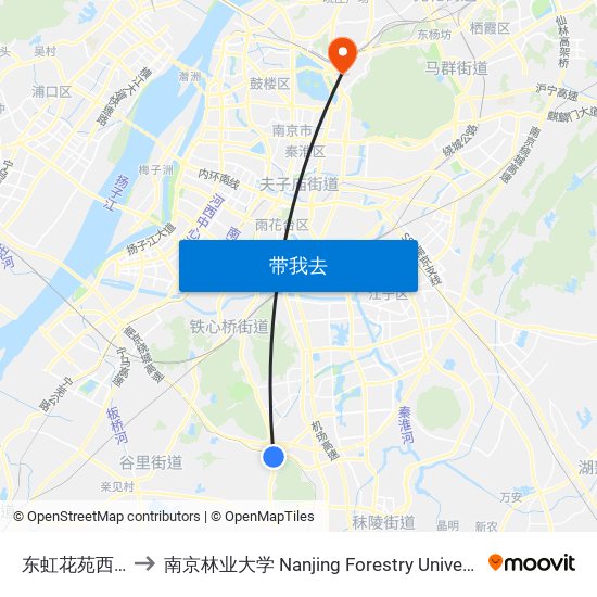 东虹花苑西苑 to 南京林业大学 Nanjing Forestry University map