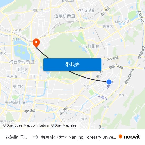 花港路·天泉路 to 南京林业大学 Nanjing Forestry University map