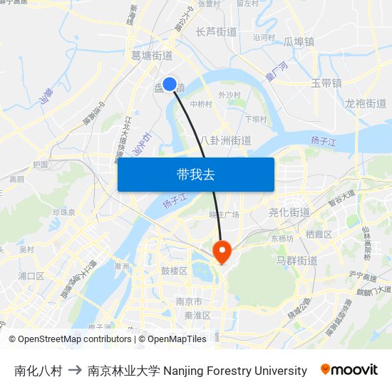 南化八村 to 南京林业大学 Nanjing Forestry University map