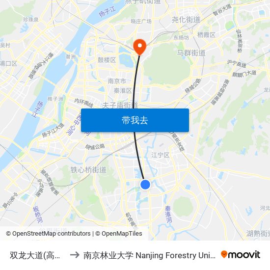 双龙大道(高湖路) to 南京林业大学 Nanjing Forestry University map