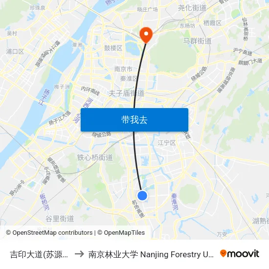 吉印大道(苏源大道) to 南京林业大学 Nanjing Forestry University map