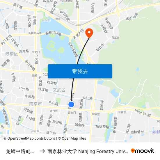 龙蟠中路毗卢寺 to 南京林业大学 Nanjing Forestry University map