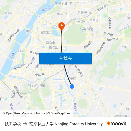 技工学校 to 南京林业大学 Nanjing Forestry University map