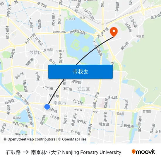 石鼓路 to 南京林业大学 Nanjing Forestry University map