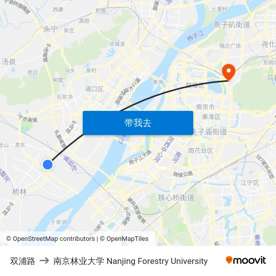 双浦路 to 南京林业大学 Nanjing Forestry University map