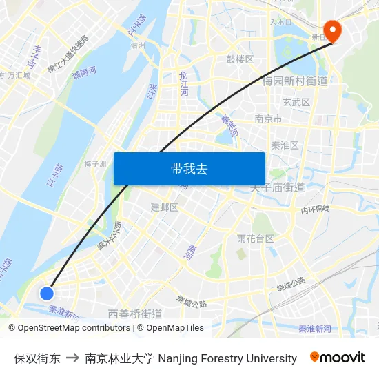 保双街东 to 南京林业大学 Nanjing Forestry University map