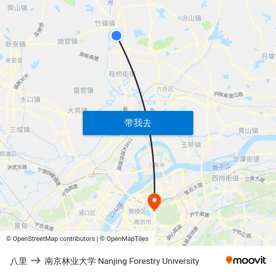 八里 to 南京林业大学 Nanjing Forestry University map