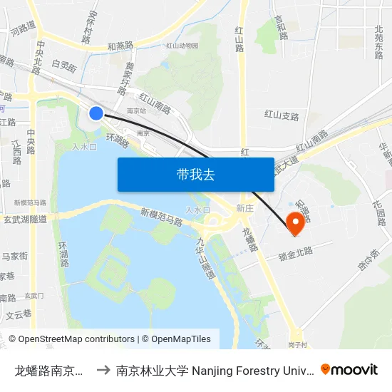 龙蟠路南京站西 to 南京林业大学 Nanjing Forestry University map