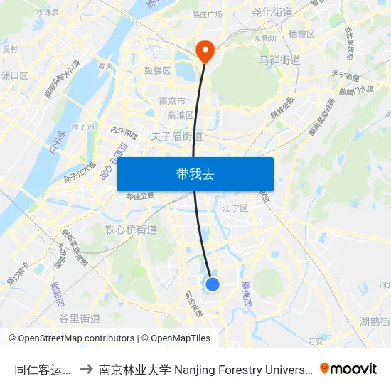 同仁客运站 to 南京林业大学 Nanjing Forestry University map