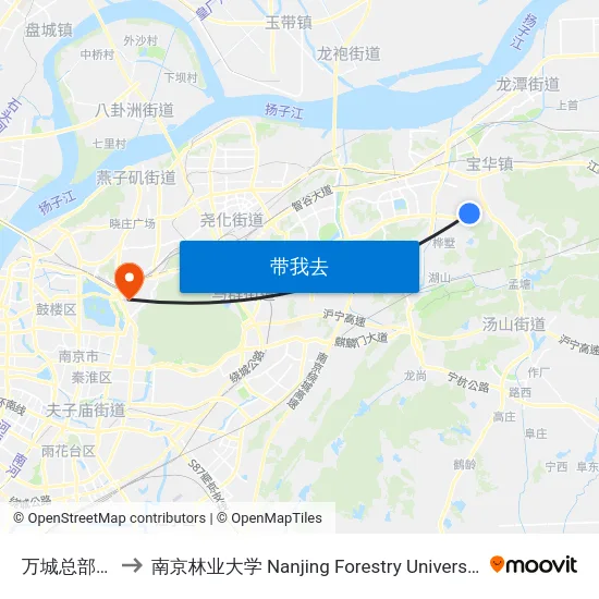 万城总部园 to 南京林业大学 Nanjing Forestry University map