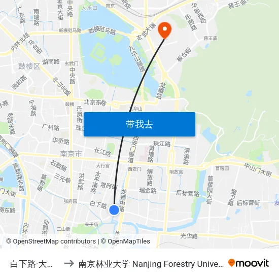 白下路·大中桥 to 南京林业大学 Nanjing Forestry University map
