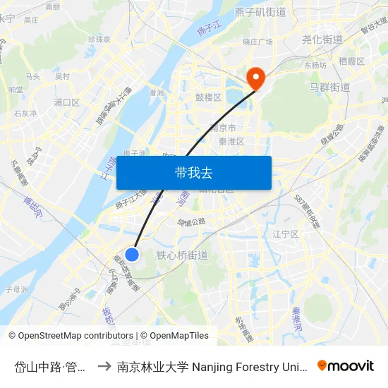 岱山中路·管道路 to 南京林业大学 Nanjing Forestry University map