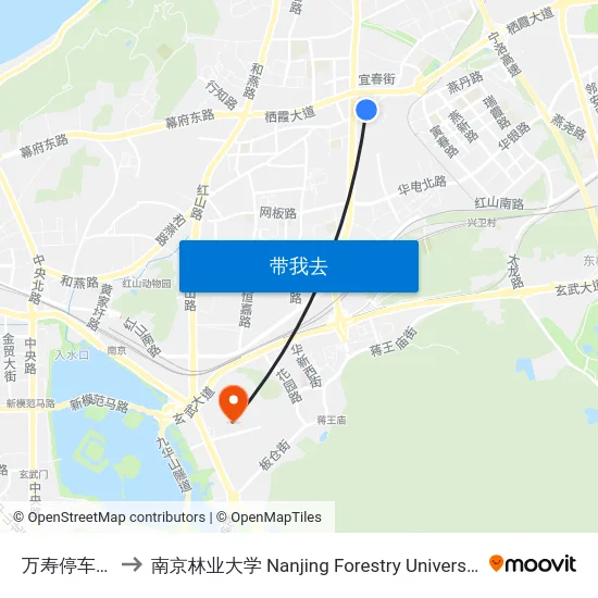 万寿停车场 to 南京林业大学 Nanjing Forestry University map