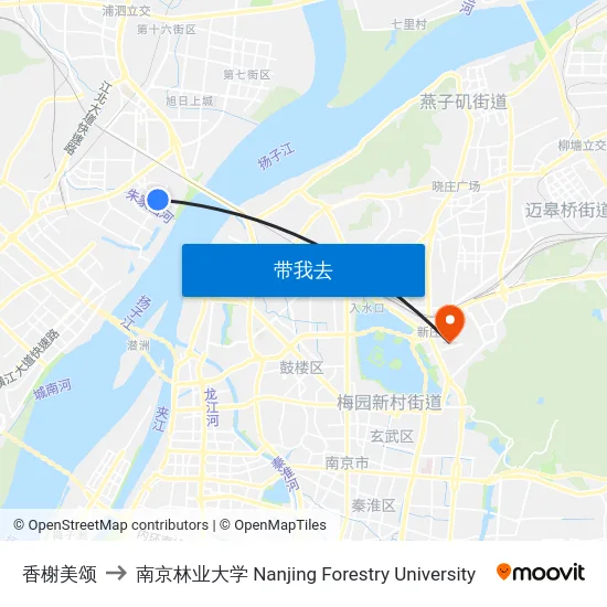 香榭美颂 to 南京林业大学 Nanjing Forestry University map