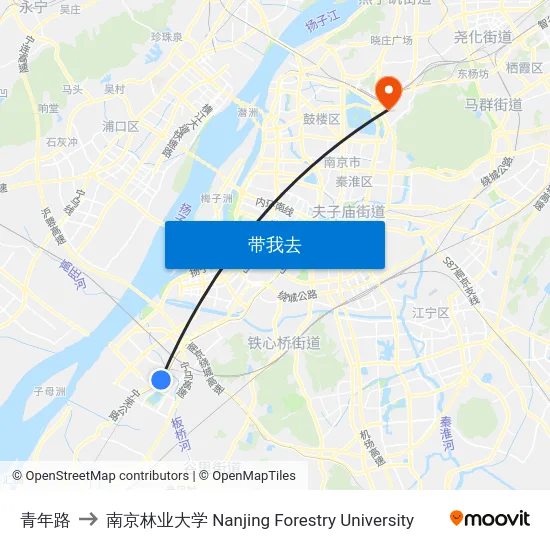 青年路 to 南京林业大学 Nanjing Forestry University map