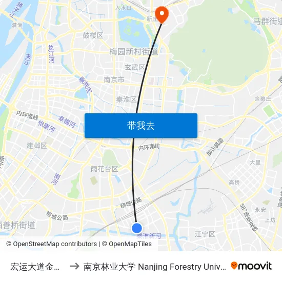 宏运大道金源路 to 南京林业大学 Nanjing Forestry University map