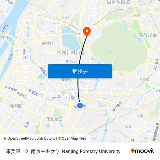 康美里 to 南京林业大学 Nanjing Forestry University map