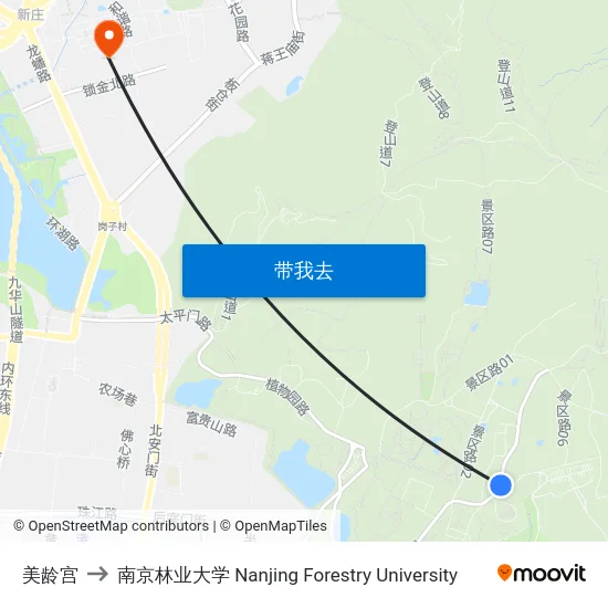 美龄宫 to 南京林业大学 Nanjing Forestry University map