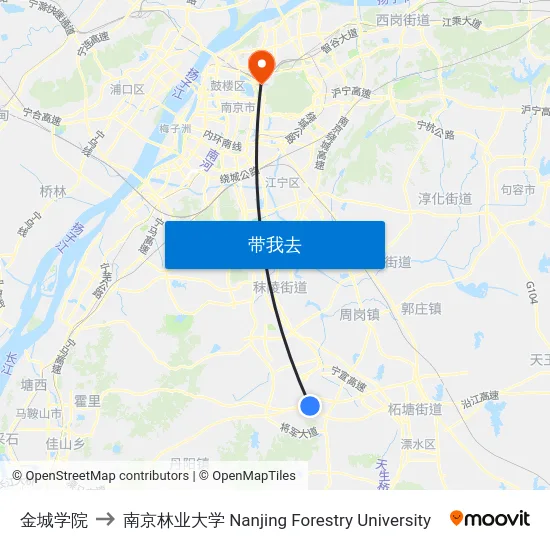 金城学院 to 南京林业大学 Nanjing Forestry University map