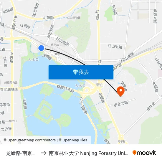 龙蟠路·南京站西 to 南京林业大学 Nanjing Forestry University map