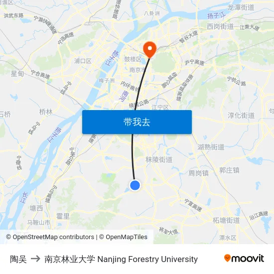 陶吴 to 南京林业大学 Nanjing Forestry University map