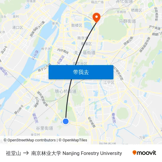 祖堂山 to 南京林业大学 Nanjing Forestry University map
