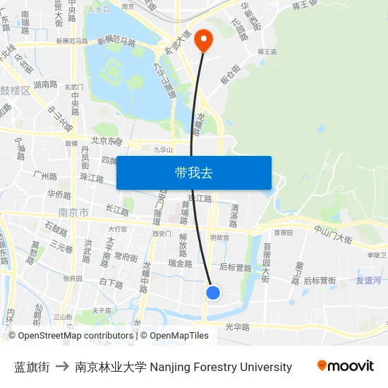 蓝旗街 to 南京林业大学 Nanjing Forestry University map