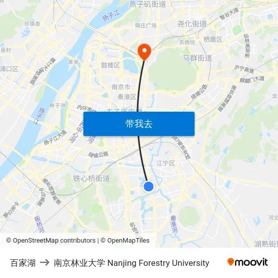 百家湖 to 南京林业大学 Nanjing Forestry University map