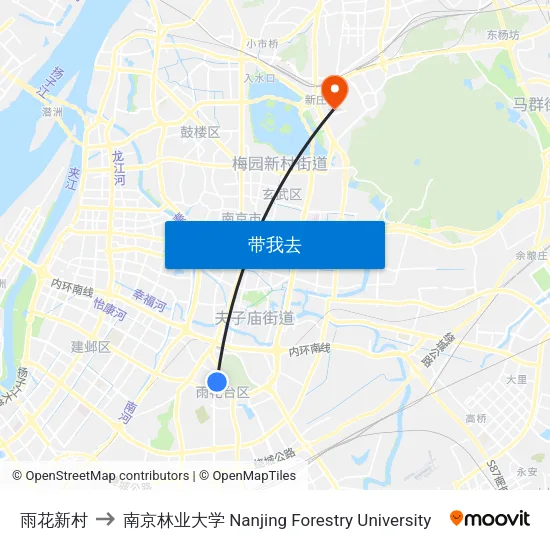 雨花新村 to 南京林业大学 Nanjing Forestry University map