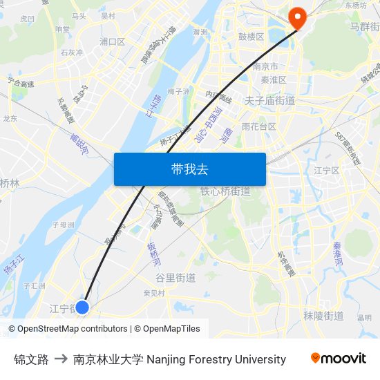 锦文路 to 南京林业大学 Nanjing Forestry University map