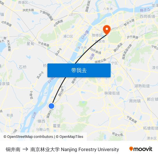 铜井南 to 南京林业大学 Nanjing Forestry University map