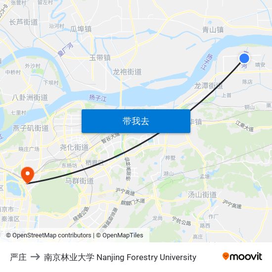 严庄 to 南京林业大学 Nanjing Forestry University map