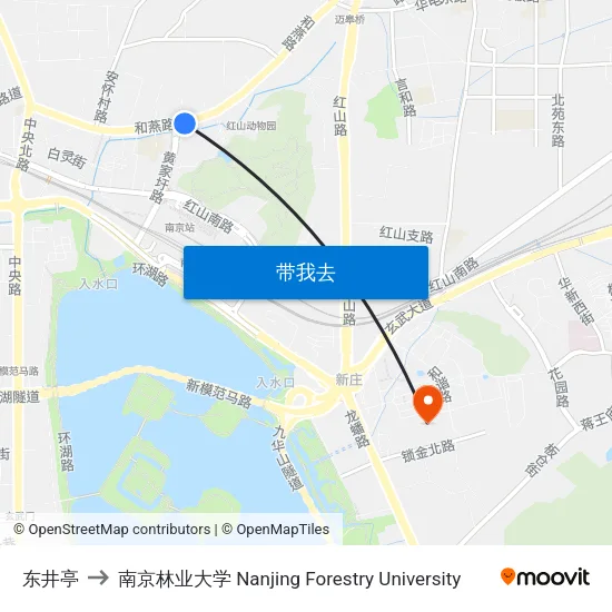 东井亭 to 南京林业大学 Nanjing Forestry University map