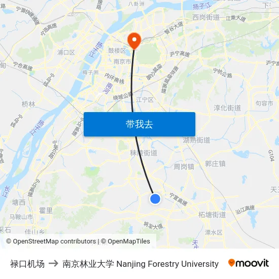 禄口机场 to 南京林业大学 Nanjing Forestry University map