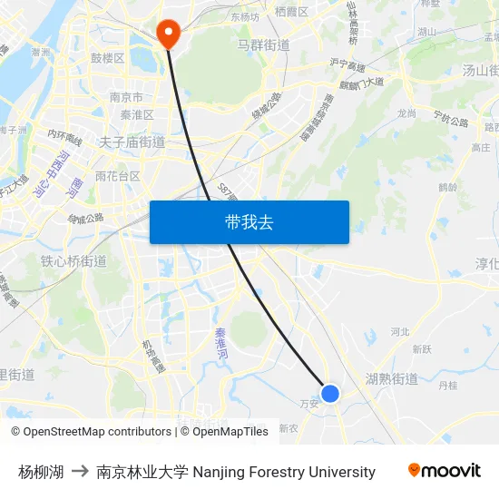 杨柳湖 to 南京林业大学 Nanjing Forestry University map