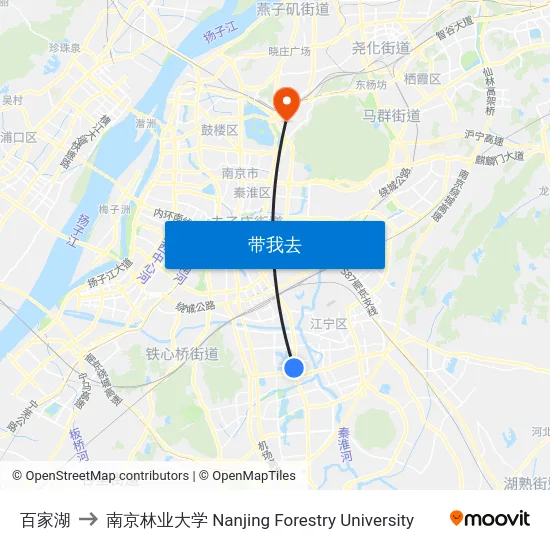 百家湖 to 南京林业大学 Nanjing Forestry University map