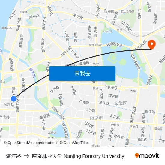 漓江路 to 南京林业大学 Nanjing Forestry University map