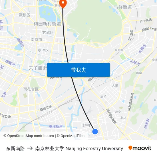 东新南路 to 南京林业大学 Nanjing Forestry University map