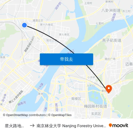 星火路地铁站 to 南京林业大学 Nanjing Forestry University map