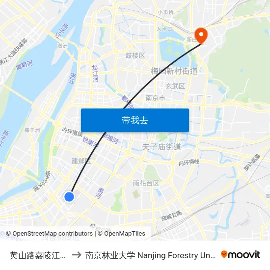 黄山路嘉陵江东街 to 南京林业大学 Nanjing Forestry University map