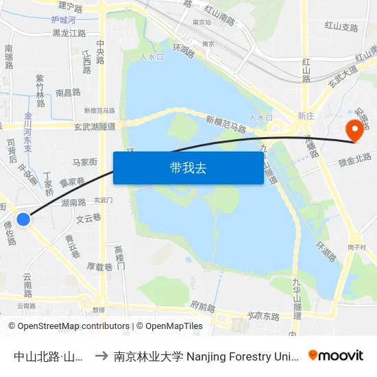 中山北路·山西路 to 南京林业大学 Nanjing Forestry University map