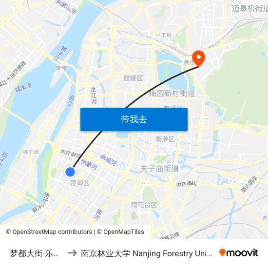 梦都大街·乐山路 to 南京林业大学 Nanjing Forestry University map