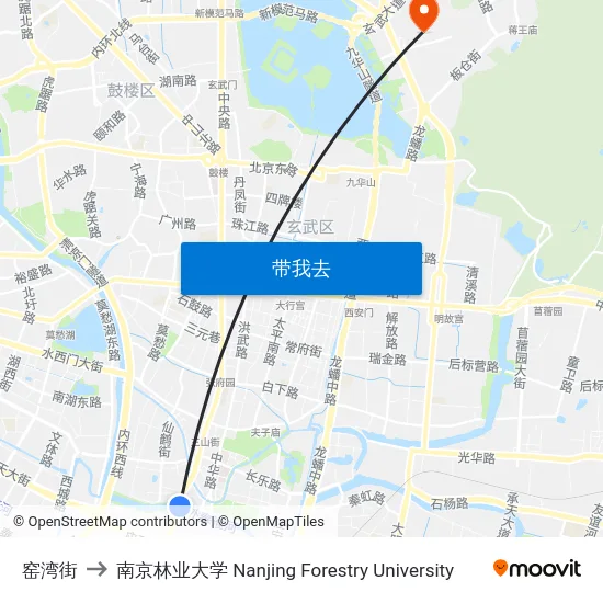 窑湾街 to 南京林业大学 Nanjing Forestry University map