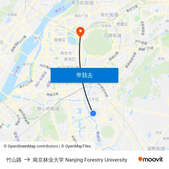 竹山路 to 南京林业大学 Nanjing Forestry University map