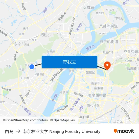 白马 to 南京林业大学 Nanjing Forestry University map
