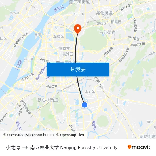 小龙湾 to 南京林业大学 Nanjing Forestry University map